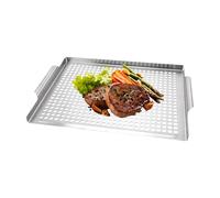 Grille de barbecue en acier inoxydable - Accessoire de cuisine pour barbecue - Grille de rechange avec drainage pour les dîners de famille, les voyages, la terrasse, les pique-niques, les fêtes et les