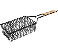 Grille de barbecue en acier inoxydable avec poignée en bois, 49 cm