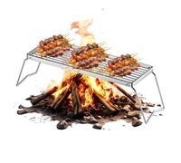 Grille De Barbecue - Grille De Cuisson Pliable Pour Feu Ďe Camp, Style Extérieur En Maille Đe Barbecue Carrée En Acier, Cadre Pliable + Pieds D́e Support Surélevés, Structure Dee Ģrille Én Fil D'acier