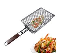 grille de barbecue - plateau en acier inoxydable, grille de cuisson pliable, panier extérieur portable résistant à la chaleur | Accessoire de barbecue antiadhésif durable pour fruits de mer steak sauc