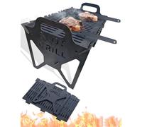 Grille de barbecue pliable en acier avec installation sans outil, léger et compact pour le camping, le hayon, le camping-car et la cuisine en plein air