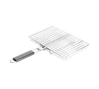 Grille de barbecue pliable en maille pour poulet, poisson, fruits de mer, panier de gril en acier au carbone portable pour utilisation en extérieur