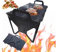 Grille de barbecue pliable pour un rangement facile en acier, aucune installation nécessaire, gril à fente, barbecue portable pour camping, hayon, camping-car, cuisine en plein air (noir, 1 pièce)