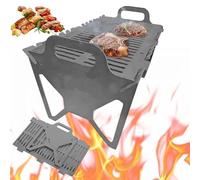 Grille de barbecue pliable pour un rangement facile en acier, aucune installation nécessaire, gril à fente, barbecue portable pour camping, hayon, camping-car, cuisine en plein air (argenté, 1 pièce)
