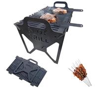 Grille de barbecue pliable pour un rangement facile en acier, grille en acier épais, grille de barbecue pliable, grille portable pliable pour le camping, le hayon et la cuisine en plein air