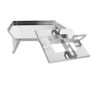 Grille de Barbecue Pliante Ronde en Acier Inoxydable avec Base Surélevée | Station Compacte, Structure Robuste et Couvercle, pour Grillades Extérieures, Repas de Groupe, Transport Facile