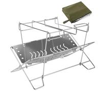 Grille de barbecue pour les activités de plein air - Support de foyer en acier inoxydable pliable - Support de camp pour feu de camp, terrasse et extérieur