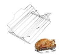 Grille de barbecue réglable en acier inoxydable, cadre de poulet rôti pliable pour les côtes de poisson, panier en maille pour barbecue extérieur portable pour camping pique-nique