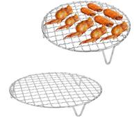 Grille de barbecue ronde en acier inoxydable,1.8mm Grille de barbecue ronde,Grille de barbecue ronde en maille,Grille de barbecue ronde en acier inoxydable avec pieds,Convient l'extérieur, le camping.