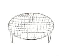 Grille de barbecue ronde en acier inoxydable avec pieds pour le camping et la maison, plateau de barbecue résistant avec maille uniforme et aucune fuite de nourriture (20 cm)