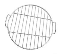 Grille de barbecue ronde en acier inoxydable avec poignée pour l'extérieur, idéale pour le camping et les pique-niques, soudure lisse et polie miroir pour plus de sécurité et de facilité (40 cm)