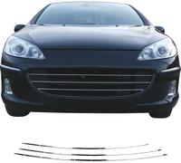 Grille de calandre Barres de calandre avant pour Peugeot 407 2004-2011 Chrome Acier inoxydable 3x