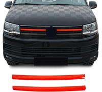 OMAC Moulure de Grille de Calandre Compatible avec VW T6 Transporter Multivan, Garniture Baguette de Calandre en Acier Inoxydable Rouge