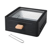 Grille de camping portable, barbecue de table avec petite grille de table, grille de table avec baignoire à charbon amovible, petite grille pour fumoir et foyer de camping pour cuisine