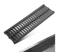 Grille de Caniveau Rectangulaire en Résine Plastique Noire, Filtrage | Pose Facile, Surface Antidérapante, pour Gouttière et Drain de Sol, Usage Cour et Entrée de Sous-sol