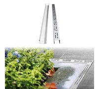 Grille de caniveau Robuste en Acier Inoxydable - Système de caniveau extérieur 5 x 5 cm avec Grille, idéal pour l'évacuation des eaux pluviales sur Les terrasses et dans Les Jardins.