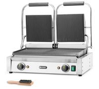 Hendi Gril de contact double 263709 – Panini pro, plaques fonte émaillée 230V 3600W inox
