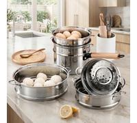 Grille de cuisson à la vapeur en acier inoxydable - Insert de cuiseur à vapeur convenant aux casseroles, poêles, casseroles et woks, conception surélevée pour la cuisson à la vapeur des légumes et fru