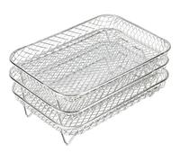 Grille de cuisson à l'air chaud empilable 3 niveaux en acier inoxydable 304, panier vapeur multifonction for four, accessoires cuisine(3-layers Rectangle)