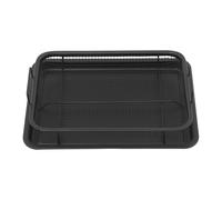 Grille de cuisson en acier au carbone - 28,5 x 21 cm - Antiadhésive - Pour la cuisson et le poulet croustillant, les frites (noir)