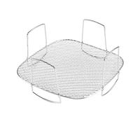 Grille de cuisson portable pour rôtir à l'air libre - Bol en acier inoxydable - Panier sûr à la chaleur - 20 x 20 x 10 cm - Interrupteur vapeur de qualité alimentaire - Étagère de cuisson durable