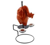 Grille de Cuisson pour fumoir - Grille à Poulet - Support pour rôtir avec Tasses à Sauce, rôtir en Acier Inoxydable