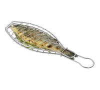 Grille de cuisson pour poisson - acier inoxydable - pinces à poisson pour griller, grille en fer forgé 43 x 29 x 12 cm