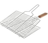 Grille de cuisson - Référence 001088 - 34 x 22 cm - 3 compartiments - Poignées en bois d'Acacia