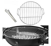 Grille de cuisson ronde en acier inoxydable avec clips et poignée, compatible avec Weber 1241304 et Weber 7432, grille de barbecue antiadhésive (55 cm)