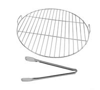 Grille de cuisson ronde en acier inoxydable avec poignée, 45 cm de rechange pour barbecue à charbon de 57 cm, compatible avec brasero de 57 à 60 cm, partie barbecue extérieure (55 cm)