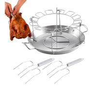 Grille de cuisson ronde en acier inoxydable pour baguettes de batterie avec bac d'égouttement pour pique-nique et grill