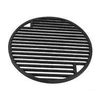 Grille de cuisson ronde en fonte compatible avec les barbecues à charbon et à gaz, offrant de l'espace pour griller de la viande, du poisson, des saucisses lors d'événements en plein air (grille de 30