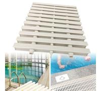 Grille de débordement pour piscine, couvercle de drainage de tranchée durable et épissable, grille de débordement pour gouttière, grille de drainage extérieure,White-25x100CM/2pcs