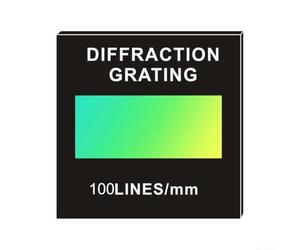 Grille de diffraction de transmission de 50 x 50 mm d'épaisseur de 2 mm pour une utilisation éducative dans la décomposition spectrale et la détection de composants optiques (100)