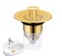 Grille de Drain d'Évier - Attrape-Cheveux Magnétique en Laiton à Éjection,Bouchon de Lavabo type à poussoir à noyau à | Pour Maison Cuisine Salle de Bain Buanderie Évier Appartement Camping-Car