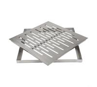 Grille de drainage avec cadre, couvercle de drainage de sol carré, surface antidérapante pour un drainage rapide, grille de recouvrement robuste pour l'extérieur, cour et routes, argent (300 x 300 x