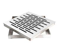 Grille de drainage carrée - Acier inoxydable antidérapant avec cadre - pour jardin et extérieur - 200x200x20mm