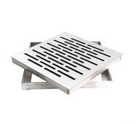 Grille de drainage carrée en acier inoxydable de qualité commerciale avec plusieurs trous pour salle de bain, Plaza, école, 200 x 200 mm, argenté (200 x 200 x 20 mm)