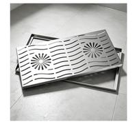 Grille de drainage carrée encadrée en acier inoxydable couvercle de puits | Couvercle de regard creux radial grand drainage décoration rectangulaire amovible adapté(40x20x2cm(15.7x7.9x0.8in))