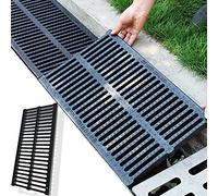 Grille de Drainage, Couvercle de Regard, Caniveau Extérieur Système de Drainage pour Terrasse, Piscine, Jardin, Garage, Jardin Grilles, Black (Color : 50x20x2.5cm(19.7x7.9x0.98in))