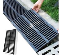 Grille de Drainage, Couvercle de Regard, Caniveau Extérieur Système de Drainage pour Terrasse, Piscine, Jardin Grilles, 50x20x2cm