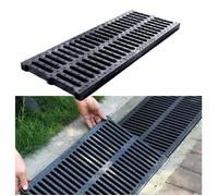 Grille de Drainage, Couvercle de Regard, Caniveau Extérieur Système de Drainage pour Terrasse, Piscine, Jardin Grilles, 50x20x2.5cm