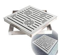 Grille de Drainage en Acier Inoxydable, Couvercle de Drain Extérieur, Grille Caillebotis avec Base pour Cours, Garages, Terrasses, Trottoirs(30 * 50cm/12 * 20in)