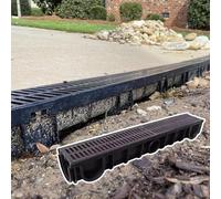 Grille de drainage en plastique Kit de couverture canal drainage en plastique polymère, for Patio, Garage, gouttière, inverseur d'égout pluvial(100cmx15cmx15cm)