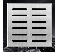 Grille de drainage extérieure carrée pour cour, jardin, terrasse, garage, kit carré en acier inoxydable 304 (20 x 20 x 2 cm)