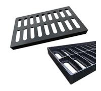 Grille de Drainage Robuste en Fonte - Système de caniveau rectangulaire pour Garage, Cour, Jardin et béton (50 x 30 x 3 cm / 20 x 12 x 1,2 po)