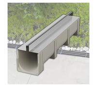 Grille de drainage, Système de caniveau linéaire avec grille en acier inoxydable(100x30x30cm/39.4x11.8x11.8in)