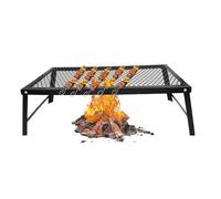 Grille de feu de camp - Fer 55 x 30 x 18 cm | Grille pliable résistante pour camping | Grille en | Support extérieur rabattable pour plage, jardin, terrasse, balcon, barbecue, pique-nique