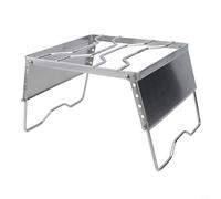 Grille de feu de camp pliable en acier inoxydable 304 avec support coupe-vent et réglage de la hauteur pour la cuisson au charbon et au bois de chauffage