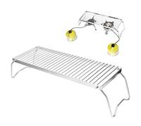 Grille de feu de camp pliante, 17,3 x 6,3 pouces, grille de cuisson pour barbecue portable en acier inoxydable, grille sur foyer, planche de cuisson extensible avec sac de
